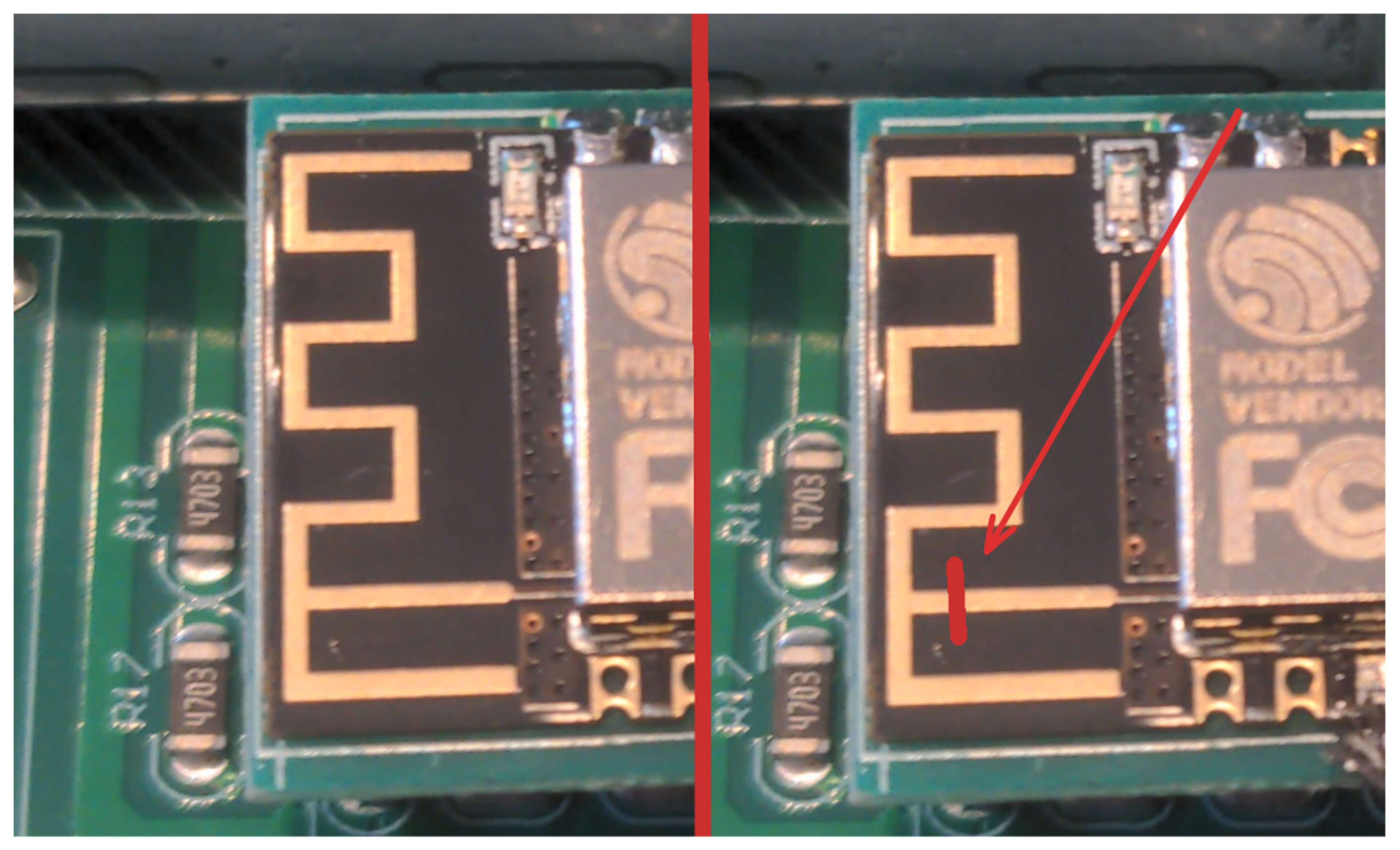 Geplante Trennung PCB-Antenne