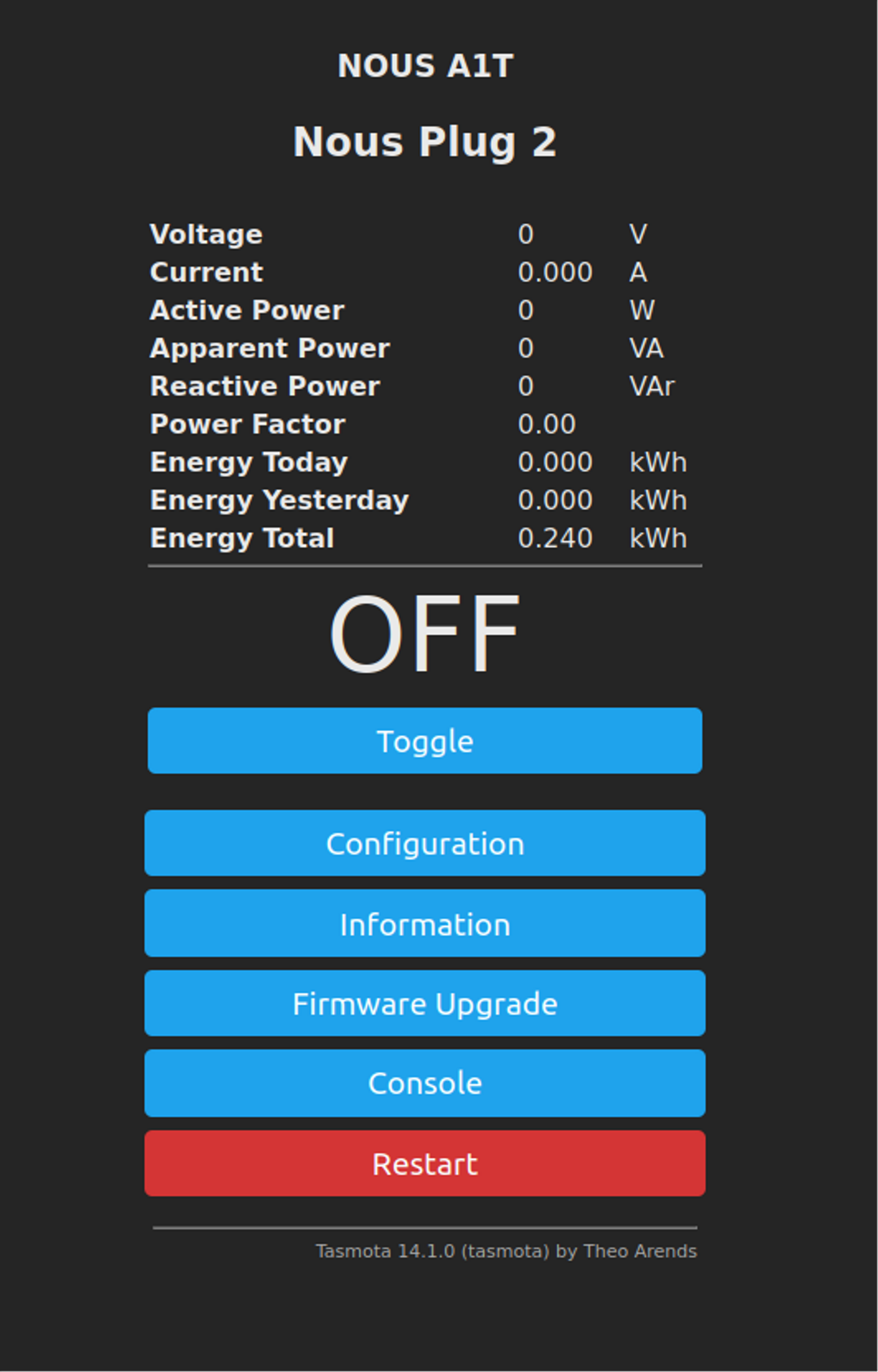 Tasmota Web Interface