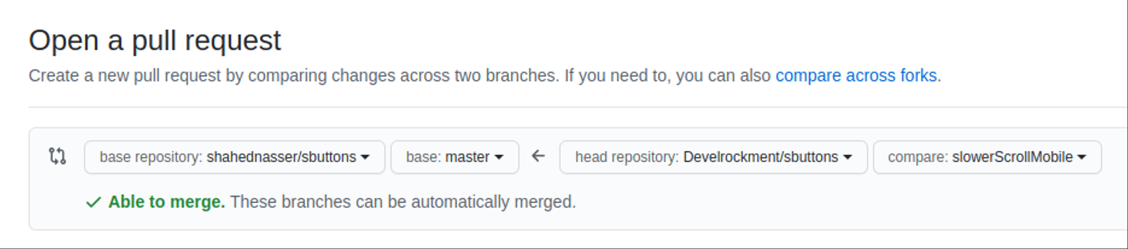 GitHub compare accross forks