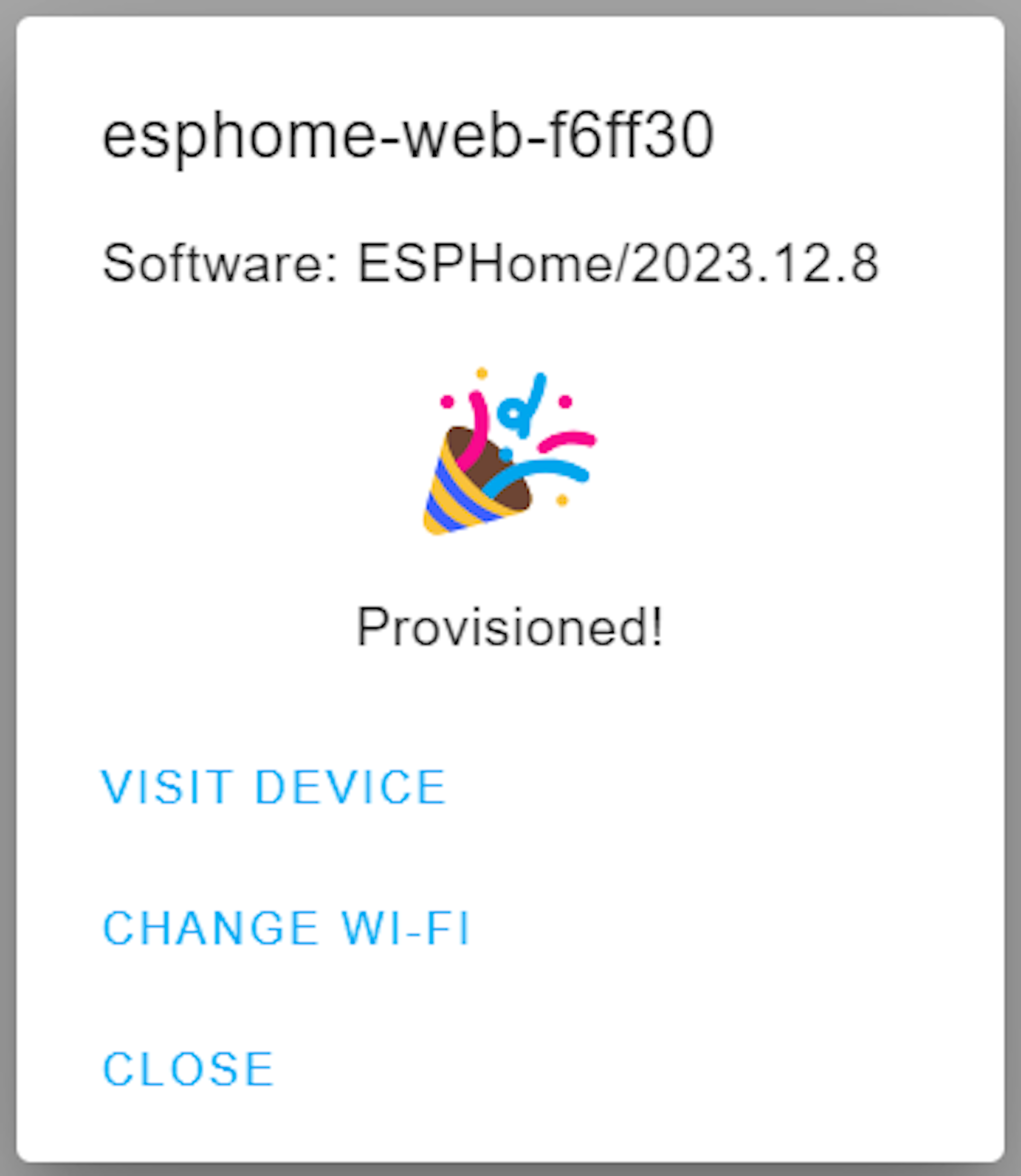 ESPHome Webinstaller Installation abgeschlossen